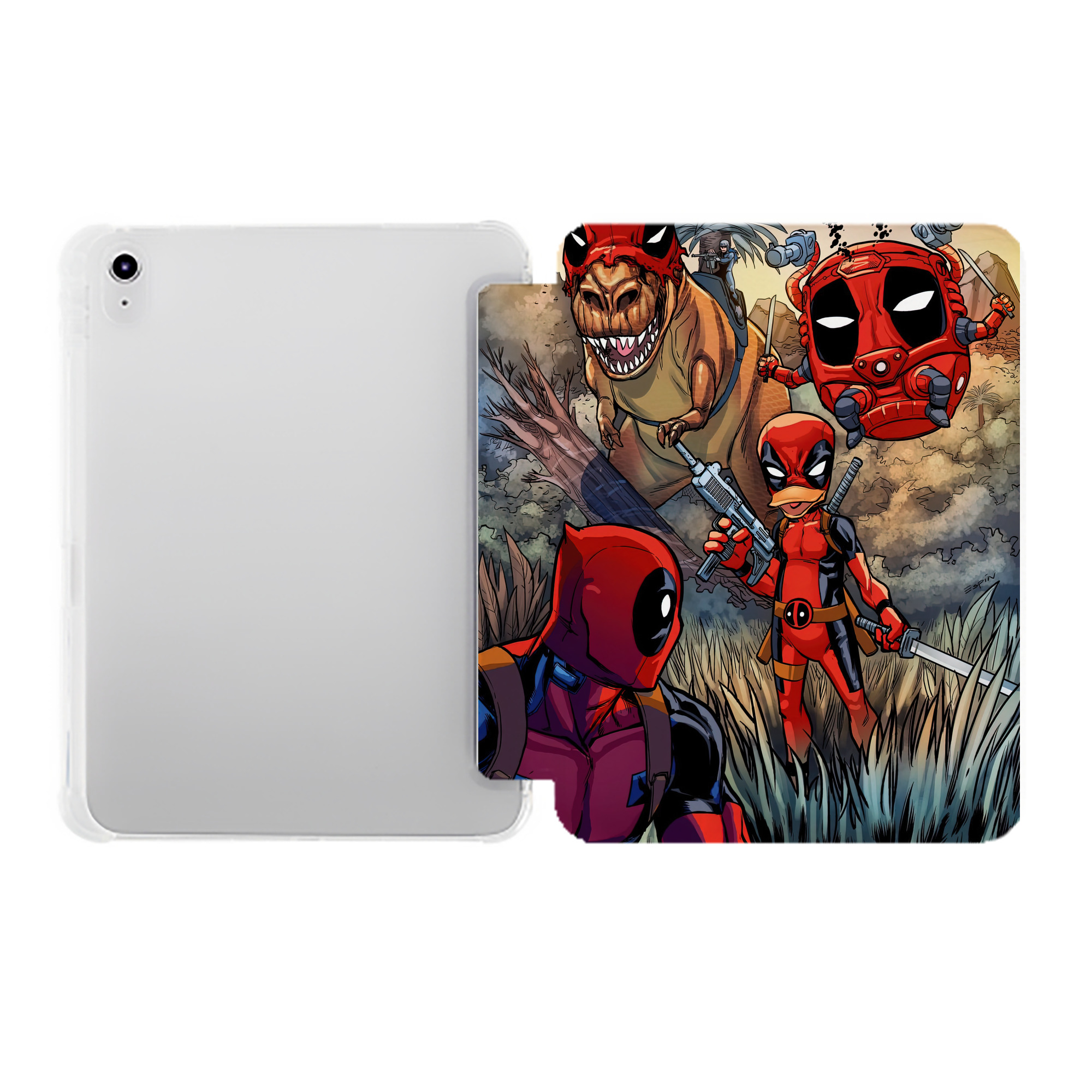 （画像用） Deadpool デッドプール IPad ケース ペン収納付き 三つ折りスタンド PUレザー×シリコン 対応機種9.5/10.5/10.9インチ